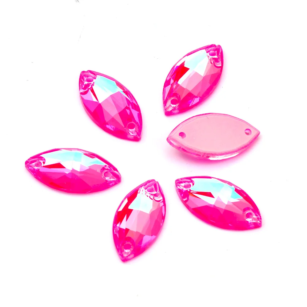 Neon K9 Navette-förmige Strasssteine mit abgeschrägten Kanten, Hochzeitskleid-Accessoires, aufnähbare Zierkristalle – Detail 15