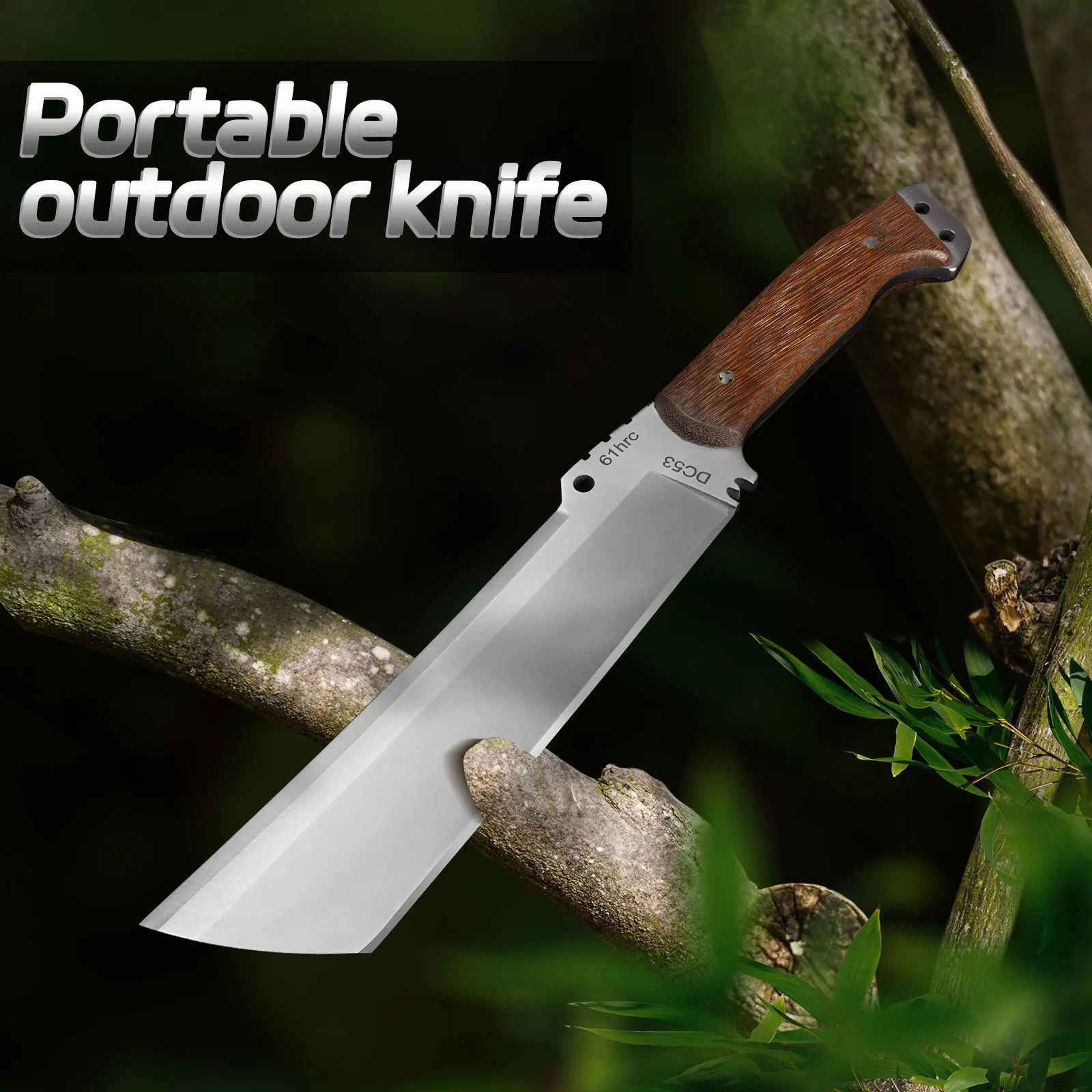 High Hardness Outdoor Survival Knife Stainless Steel Camping Chopping Knife With Scabbard Multipurpose Jungle Cutting Knife