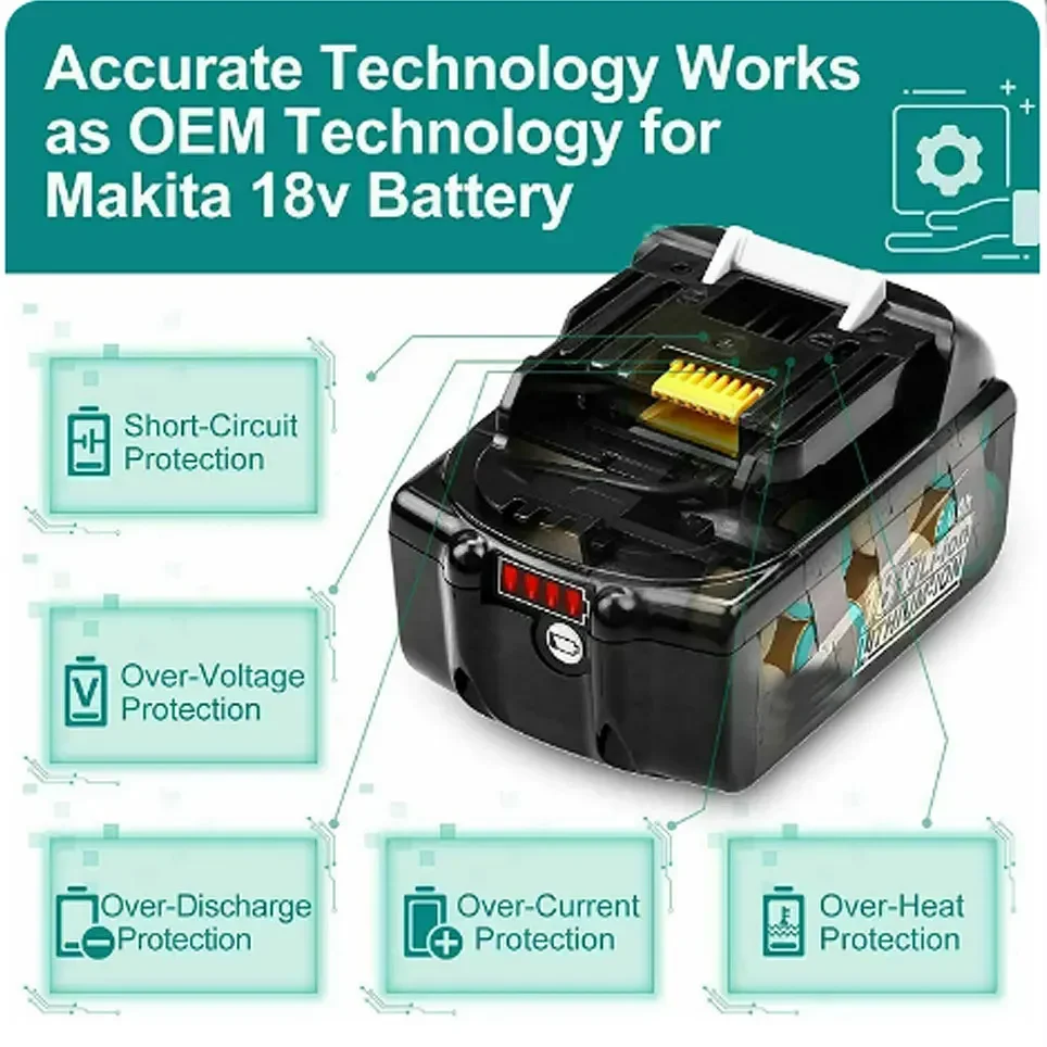 100% Оригинальный Makita 6Ah/5Ah/3Ah для Makita 18V аккумулятор BL1830B BL1850B BL1850 BL1840 BL1860 BL1815 сменный литиевый аккумулятор