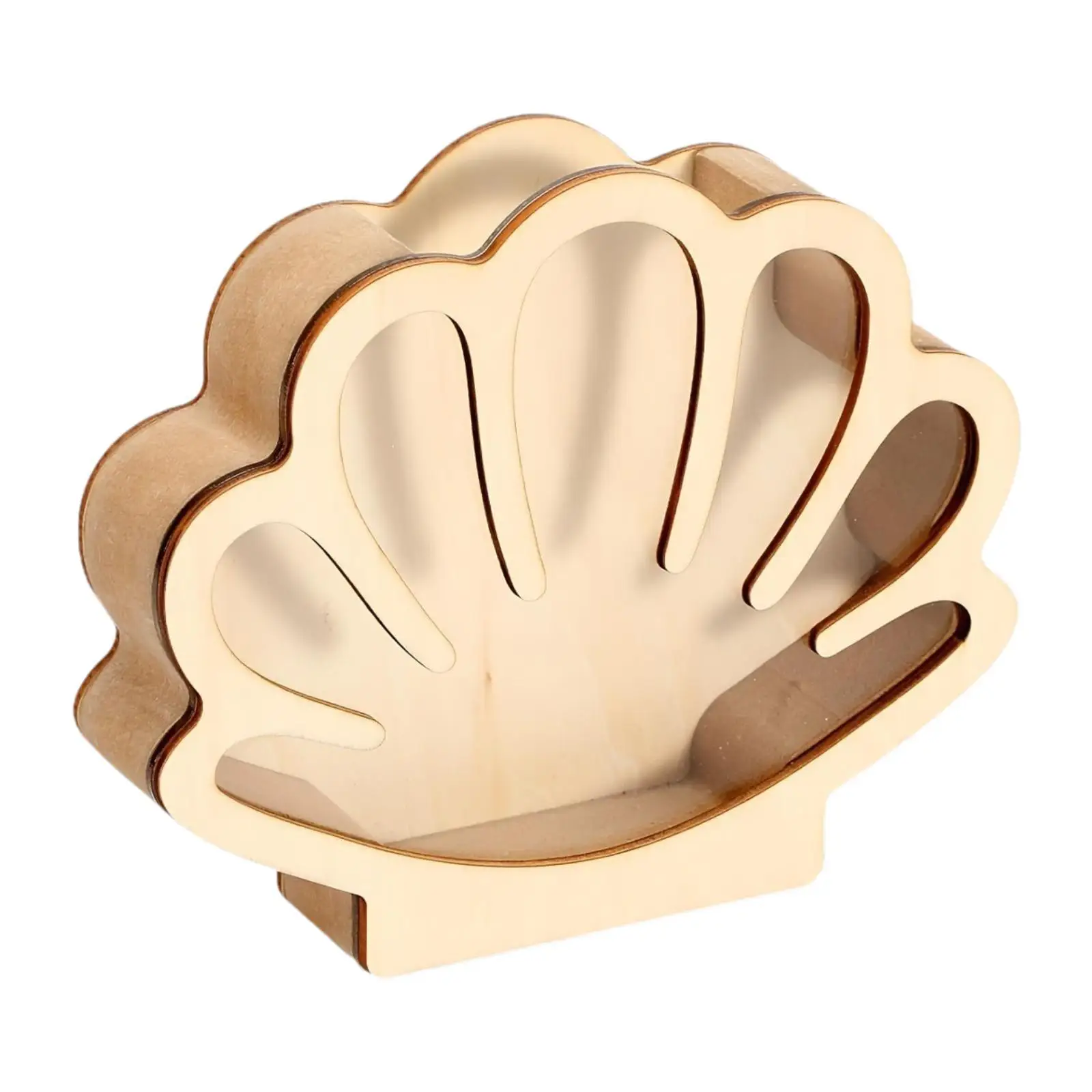 Rustic Wood Seashell Holder Display Case Multipurpose Storage Box for Small Shells Jewelry and Gift Ideas