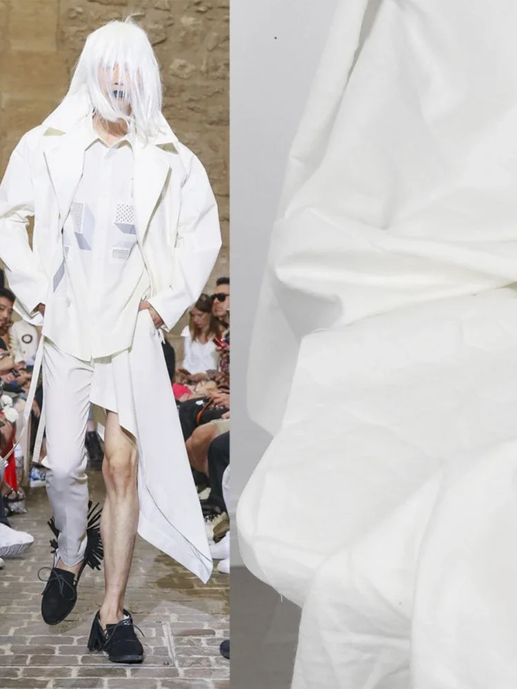 

Белая саржевая ткань из чистого хлопка для шитья своими руками, рубашки, юбки, креативная одежда, дизайнерские ткани, хлопковый материал