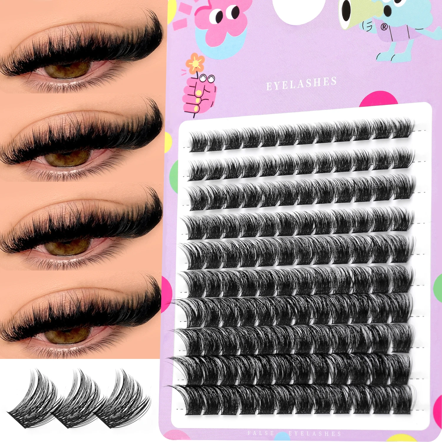 Lasvirey لتقوم بها بنفسك مجموعات الرموش رقيق سميكة أنماط مختلطة رموش فردية تمديد 8D رقيق حجم الرموش الصناعية ماكياج #3