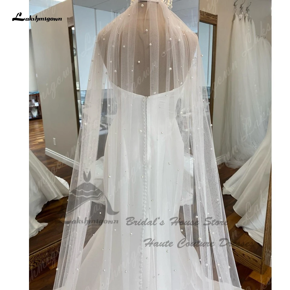 Lakshmigown robes cetim branco sereia vestidos de casamento para mulher 2023 vestidos elegantes ruched vestido de noiva fora do ombro