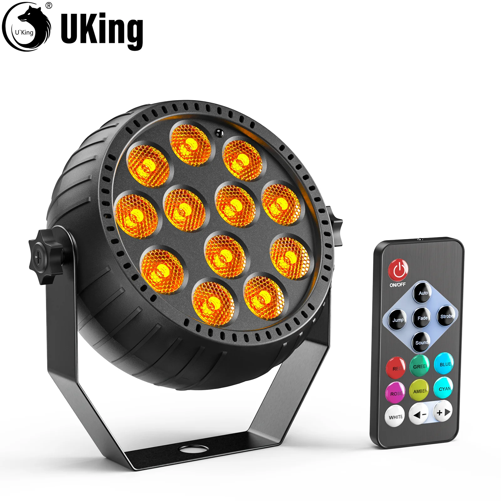 U`King 15W Par Lights With 12X1.5W RGB LEDs Stage Light Wireless Rechargeable DMX512 DJ Lights For Disco Wedding Party Club