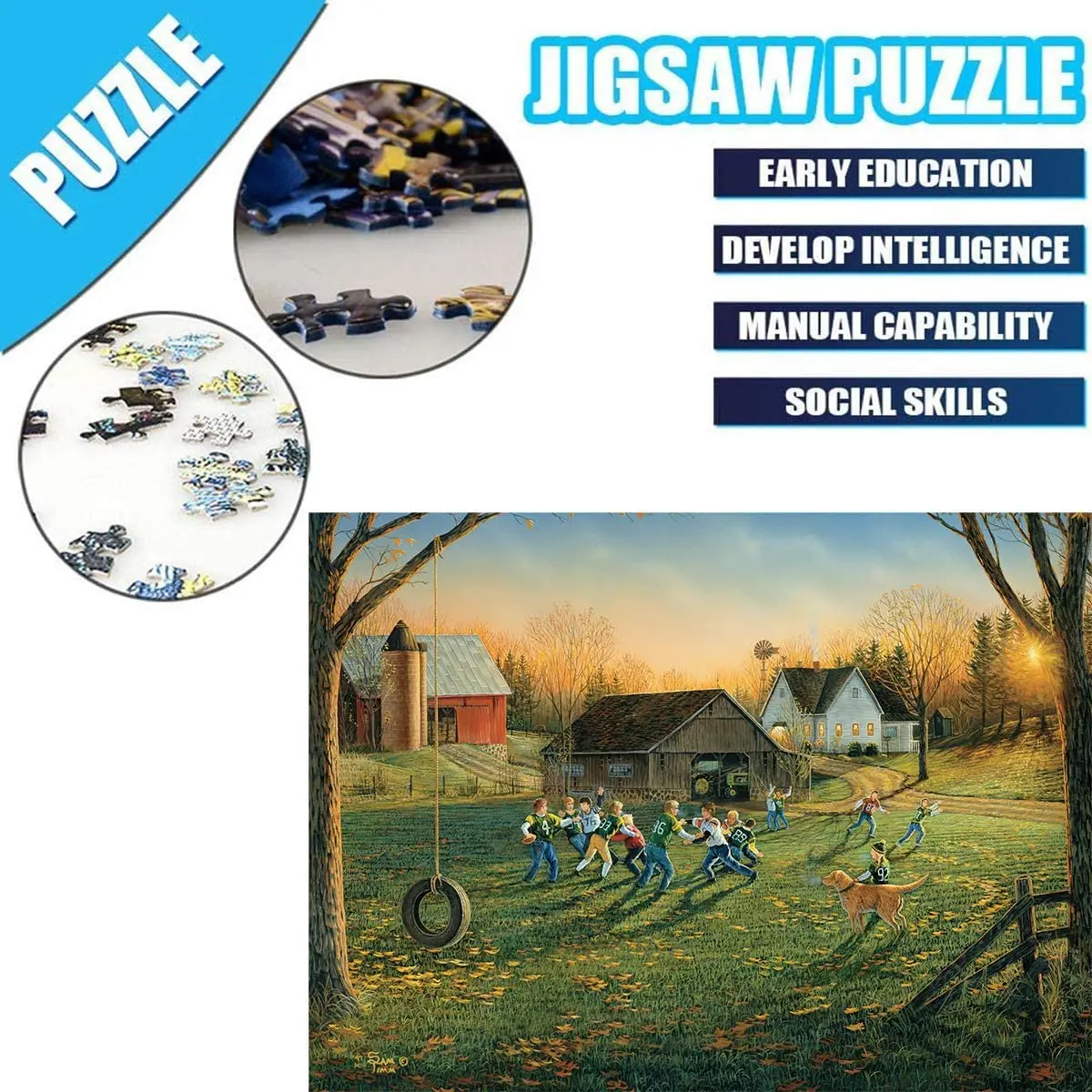 1000 Piece Jigsaw Puzzles For Adults Kids, Jigsaw Intellectual Educational Game Difficult and Challenge/Rugby Boy