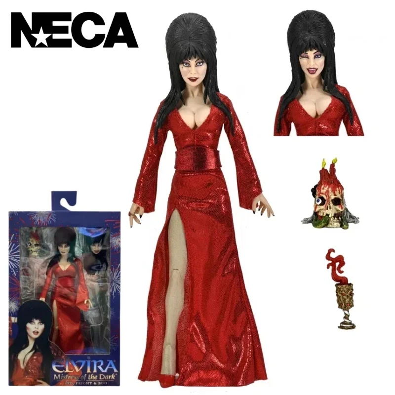 

Original In Stock Neca Elvira Mistress Of The Dark 56080 8 Inch Action Figure Red Fright And Boo Red Version Model Toy Kid Gift