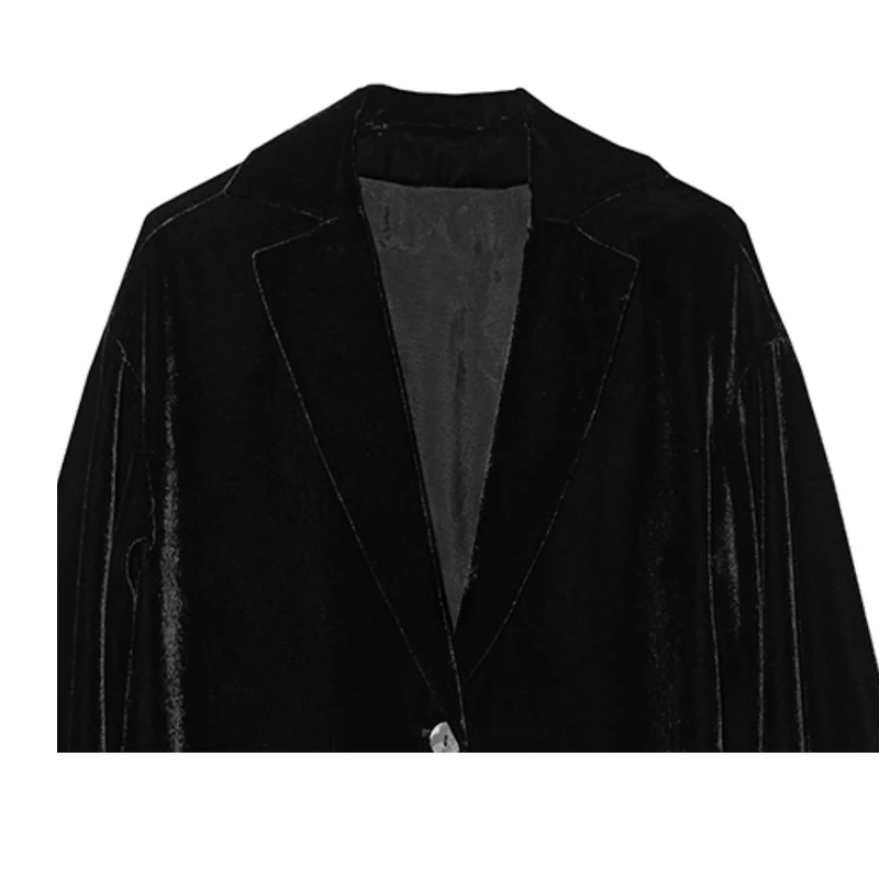 Terno feminino luxuoso de veludo de seda, top casual com um botão, design original, roupa feminina elegante, tendência urbana confortável
