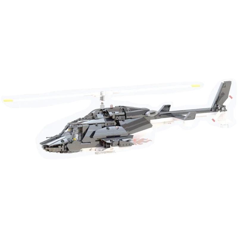 1039PCS Airwolf Bell 222 Special Ops Helicopter Custom Made Moc Model Technology Bricks DlY Assembly Airplane Toys for Kids