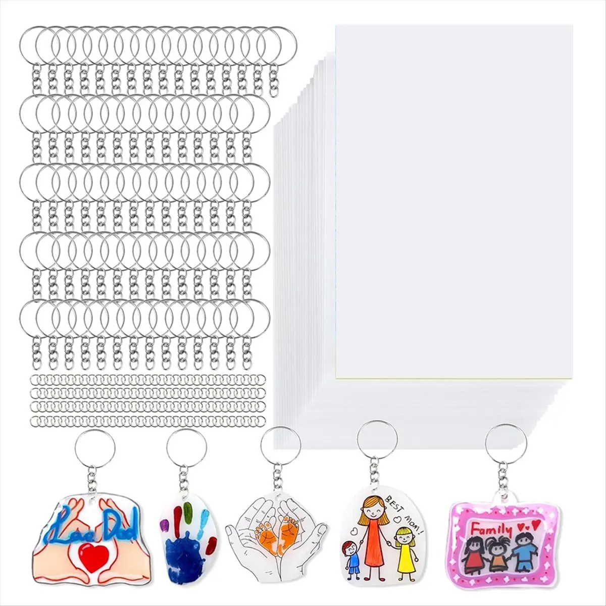 AA14 Shrink Plastic Sheets Kit - DIY Shrinky Paper Art Supplies for Jewelry, Keychain Making, DIY Mother'S Day Crafts Gifts