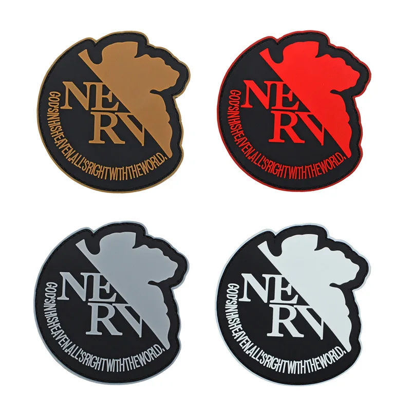 Evangelion NERV 3D PVC Patches Hook&Loop Morale Badge Navy Military Tactical Armband Luminous Patch Backpack Clothes Stickers