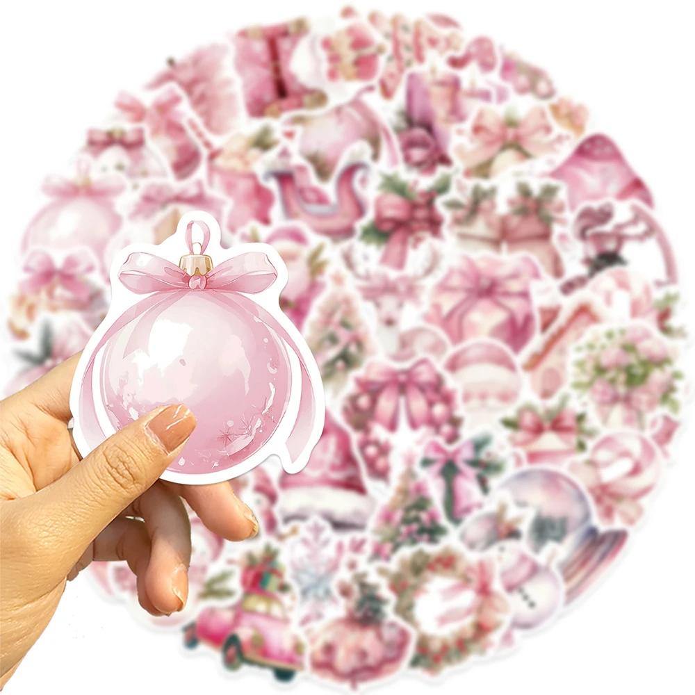 10/30/50pcs Vintage Cartoon Pink Christmas Stickers Cute Snowman Santa Claus Sticker DIY Guitar Skateboard Phone Bike Decals Toy