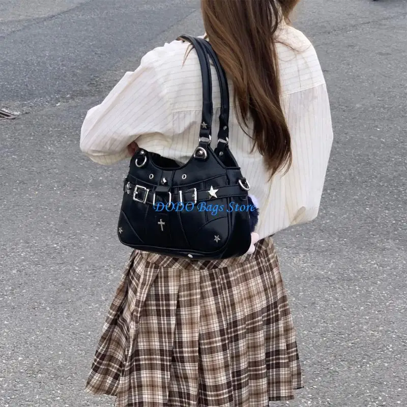 حقيبة كتف عصرية مع حزام قابل للتعديل من جلد البولي يوريثان، حقيبة يد ذات سعة كبيرة للمغامرات اليومية للنساء #5