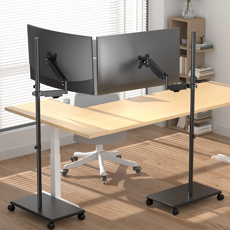 حامل شاشة مثبت على الأرض لضغط الهواء ناتئ رفع 17-32 بوصة منضدة متنقلة مع حامل شاشة لوحة المفاتيح