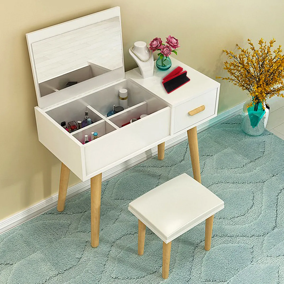 

Набор из 2 роскошных фланелевых футляров для украшений с мягкой подкладкой для ожерелий, кулонов, серег, колец, брошей – идеальный подарок на свадьбу или Рождество