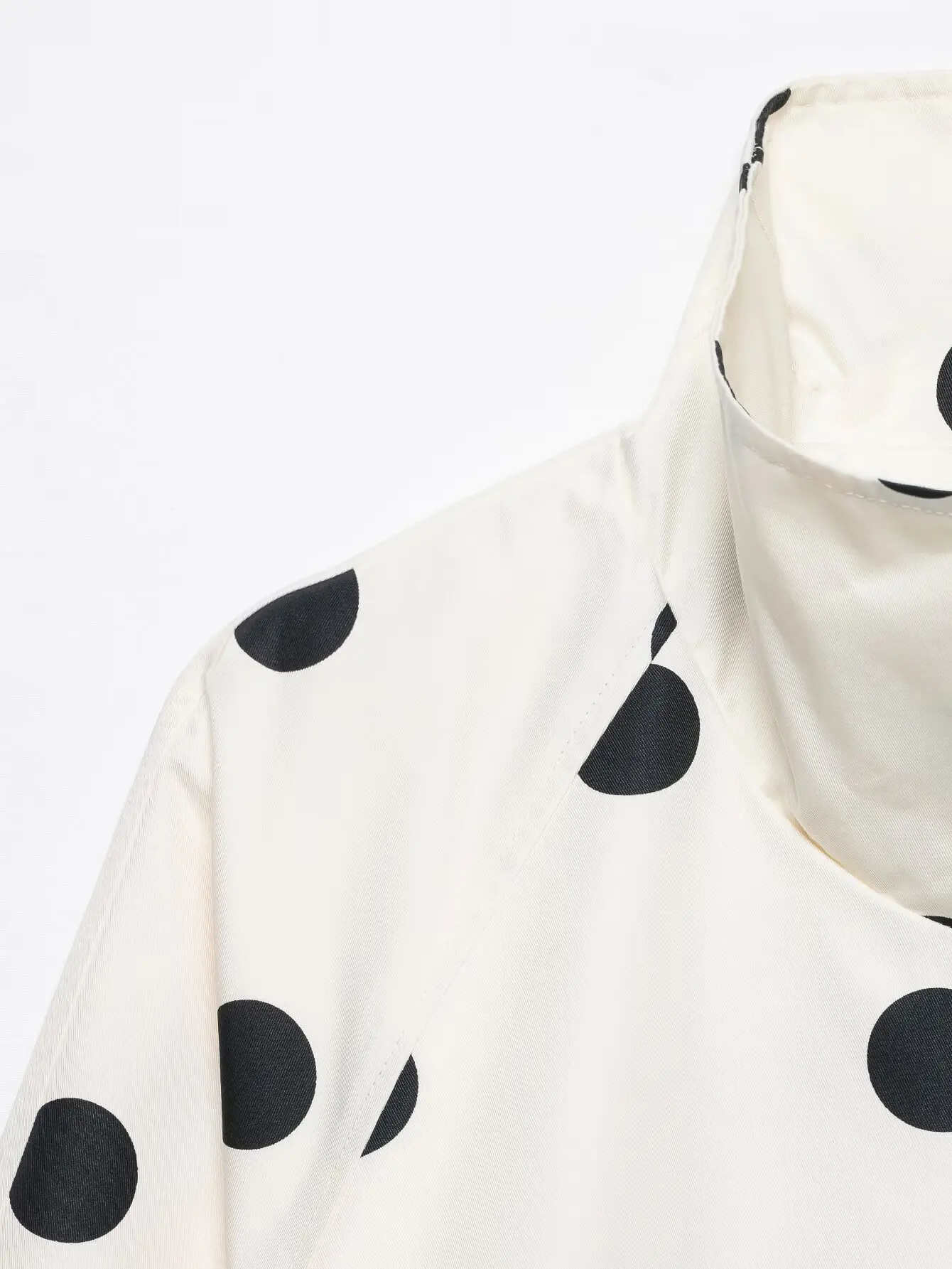 Damenmode Vintage Polka Dots Jacke mit Taschen und Stehkragen Frühling Herbst Langarmjacke Urlaubsoutfits für Frauen – Detail 5