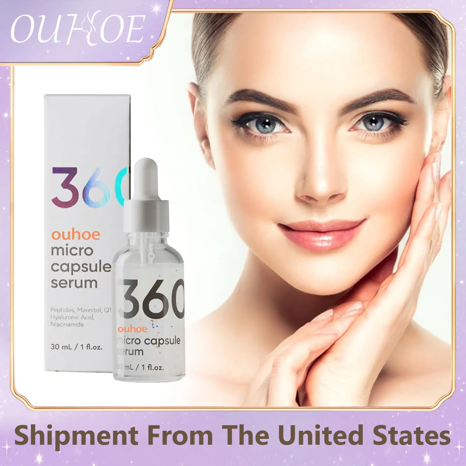 OUHOE Hyaluronic Acid Serum for Skin Tightening Face Hydration Nourishing Rejuvenate the Face Smoothing Shrink Pores Serum 30ml