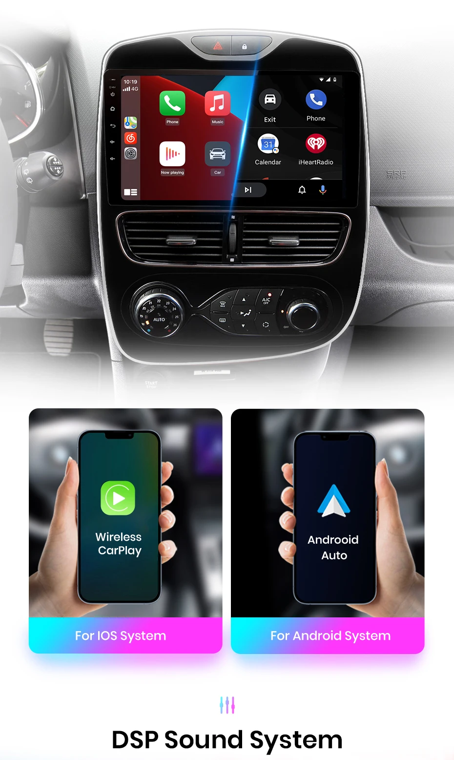 Junsun carplay android auto autoradio für renault clio 4 zoe 2016-2017 gps intelligente systeme stereo multimedia autoradio – Detail 15