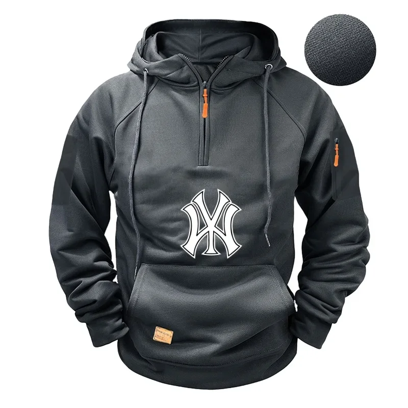 

Autumn and Winter 2026 new men's hooded pullover, outdoor casual multi-pocket zipper loose men's sweatshirt and sportswear