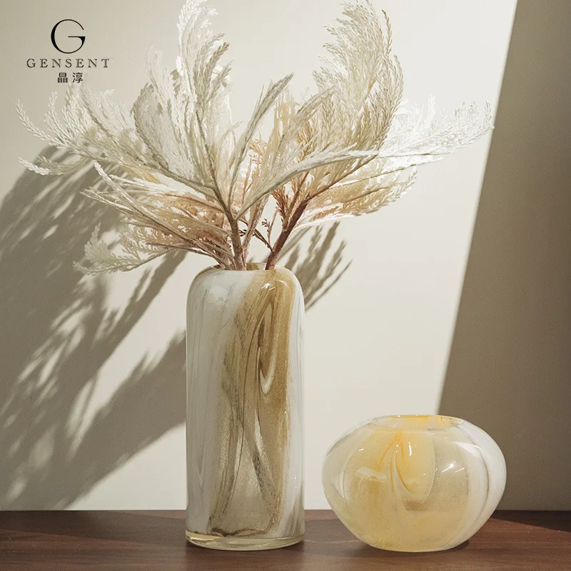 Imitation porcelain medieval white jade glass vase, new Chinese retro cream wind bogu frame decorative vase ornament