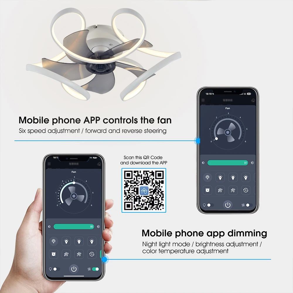 جيلينا الشمال الذكية مروحة السقف التحكم عن بعد LED يعتم 6th والعتاد سرعة الرياح غرفة نوم حديثة داخلي مروحة سقف تركيب المصابيح