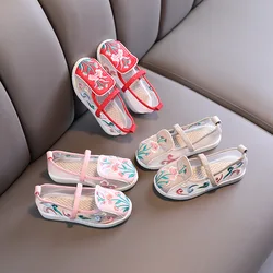 детская обувь Kids Flat Shoes Girl Breathable Hanfu Shoes Breathable Chinese Style Cloth Shoes Girl Performance Shoes Kids Shoes