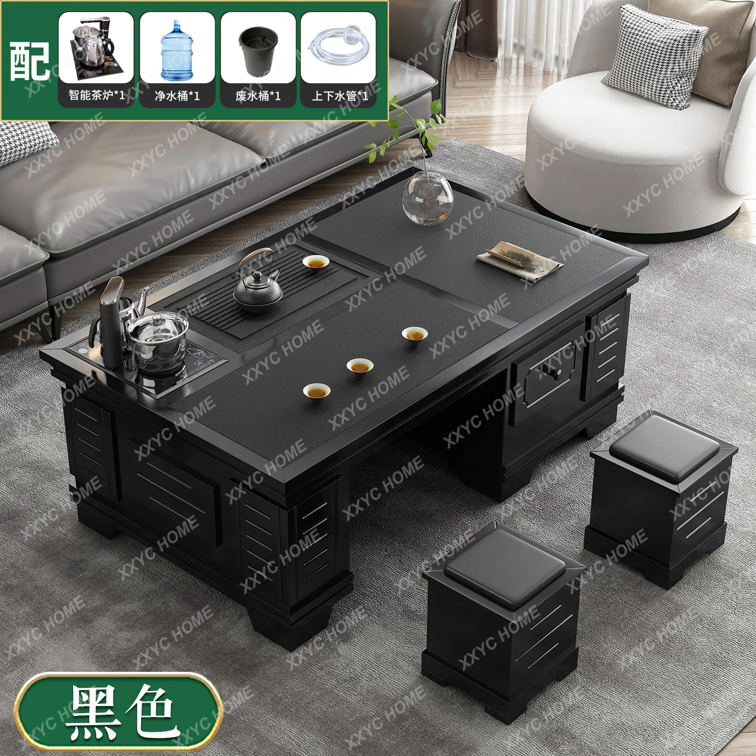 

Modern Apartment Coffee Table Household Black Stool Coffee Table Office