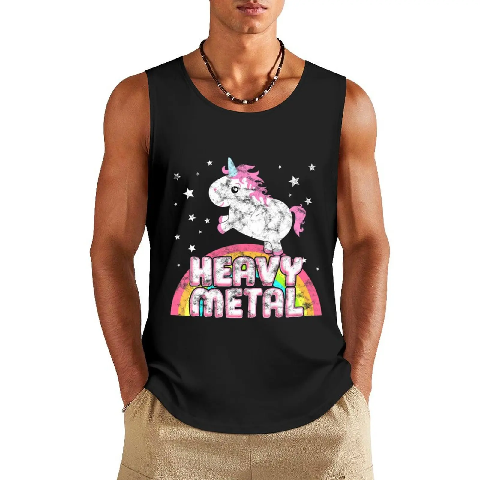 Ironic Cool Unicorn Heavy Metal Music Festival Tank Top fitness clothing for men t shirt gym