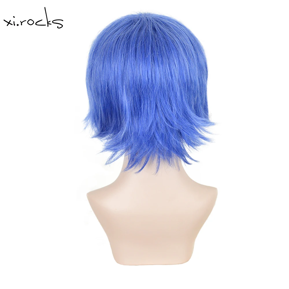 Xi.rocks-peluca sintética resistente al calor para Cosplay, pelo corto azul de 12 pulgadas, Ichinose Tokiya, 3446