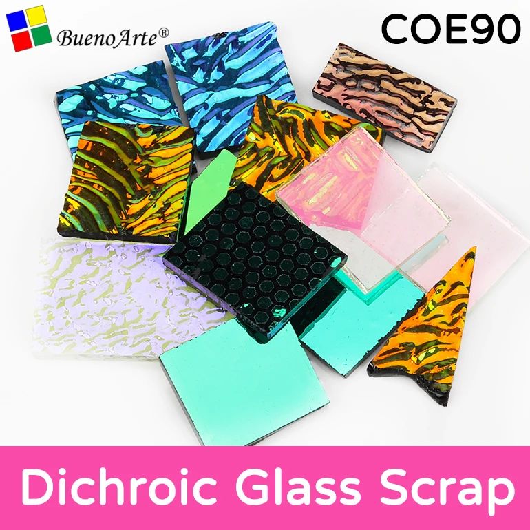 28g Dichroic Glass Scrap 90 COE Mixed Crinkles Clear And Black Glass Scrap Pack All Nice Glass, Fusible Glass Lamp Works Glass