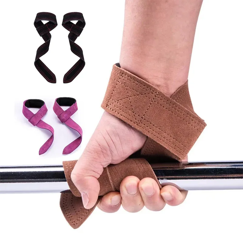 

Кожаные ремни для тяжелой атлетики, ленты для подтягиваний, фитнес-тренировки, бодибилдинга, подъемные ремни в тренажерном зале с нескользящей ручкой из воловьей кожи