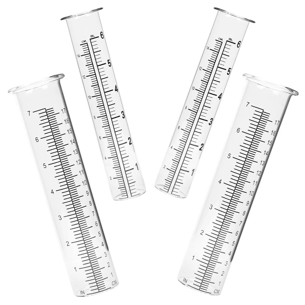 4 قطعة أنابيب زجاجية لقياس المطر أسطوانة قياس المطر الدقيقة لحديقة ساحة أداة قياس الأمطار في الهواء الطلق
