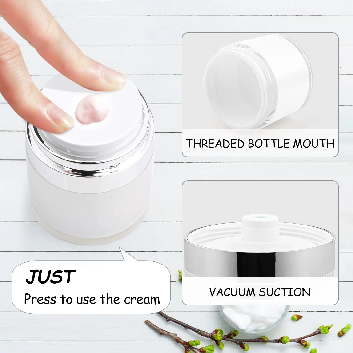 Reusable 0.5oz /1oz /1.7oz Empty Refillable Cosmetic Air Pump Jars Bottles Airless Lotion Cream Dispenser jar 15ml 30ml 50ml