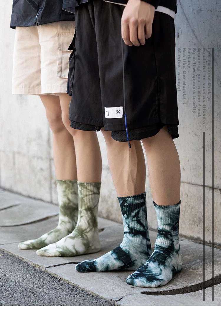 Calcetines deportivos de algodón Tie-dye para parejas, medias de calle europeas y americanas, hip-hop, hot skateboard, baloncesto