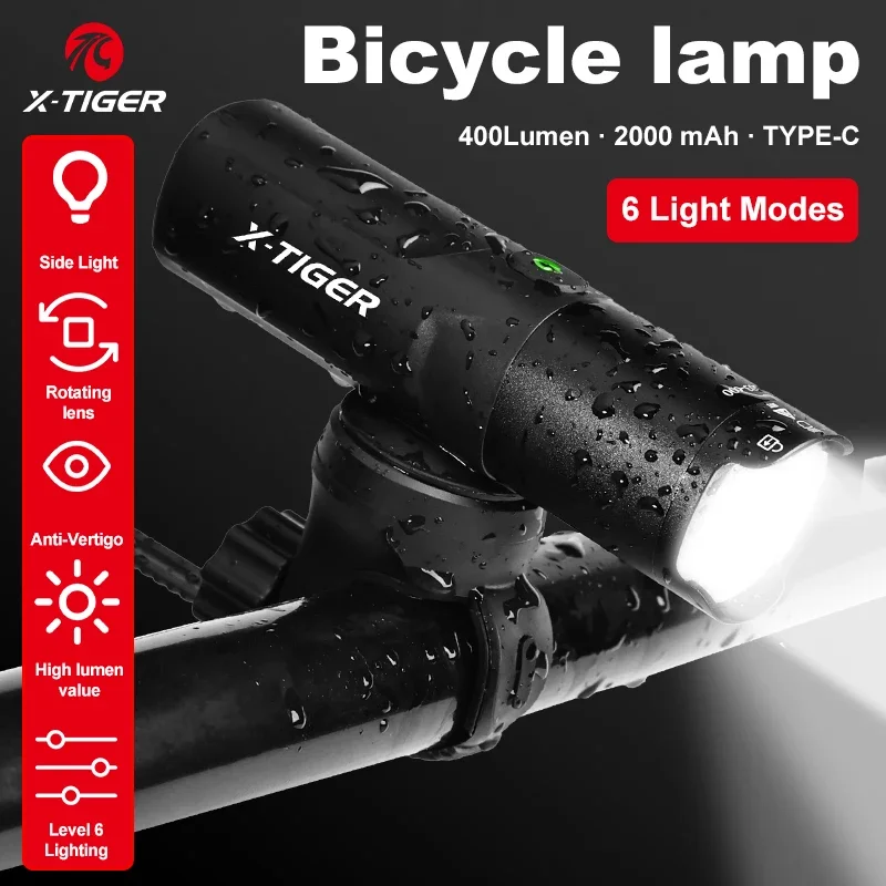 

X-TIGER 400-800LM Bicycle Lights Waterproof Flashlight for bicycle Aluminum MTB Road Front light bicycle bike accessories