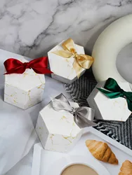 10/20/50pcs Hexagonal wedding gift candy box paper, four styles, festive decoration ball candy box