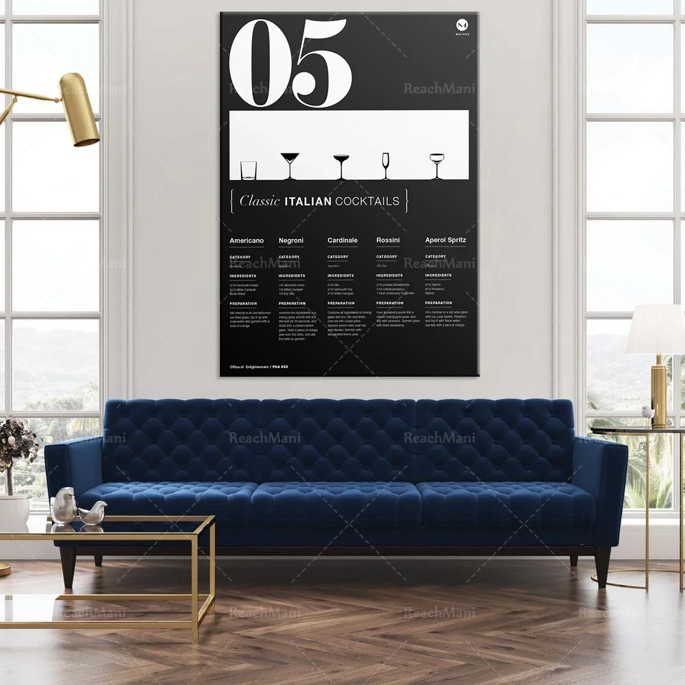 5 categorías de cócteles italianos, Italia, Boisson, bar-restaurante, restaurantes relacionados, Helvetica, tipografía, Dror, referencia,