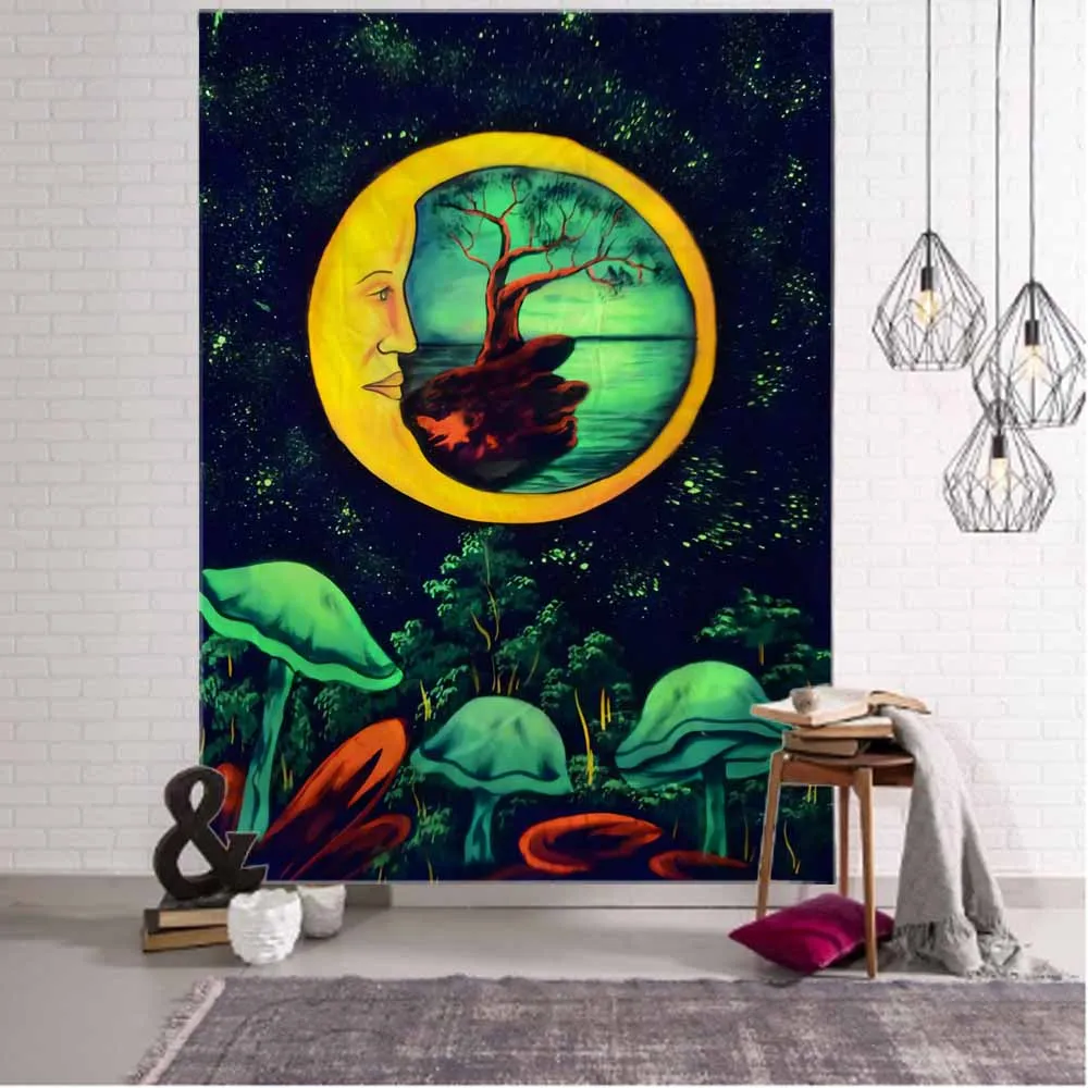 

Sun and Moon Tapestry Kawaii Wall Hanging Hippie Mandala Wall Decoration Blanket Bohemian psychedelic Room Art Decoration Cloth