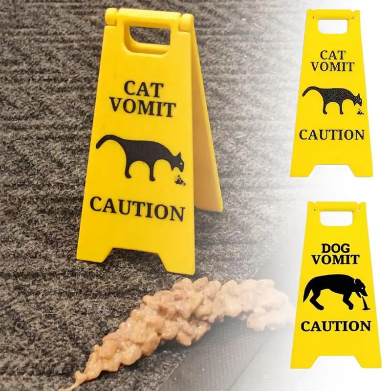 Cat Dog Vomit Caution Sign Funny Creative Dog Cat Vomit Caution Sign 3D Printed Yard Sign Cat Dog Vomit Warning Sign Board