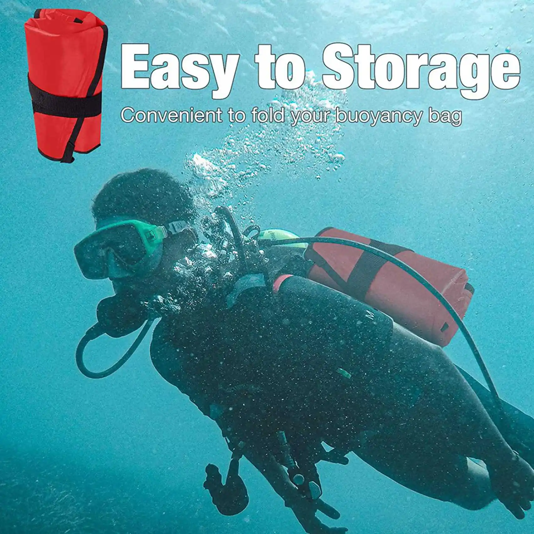 

ABVH-2X Scuba Diving Nylon Lift Bag,High Visibility Buoyancy Bag With Open Bottom,Salvage Bag Float Buoy(Red)