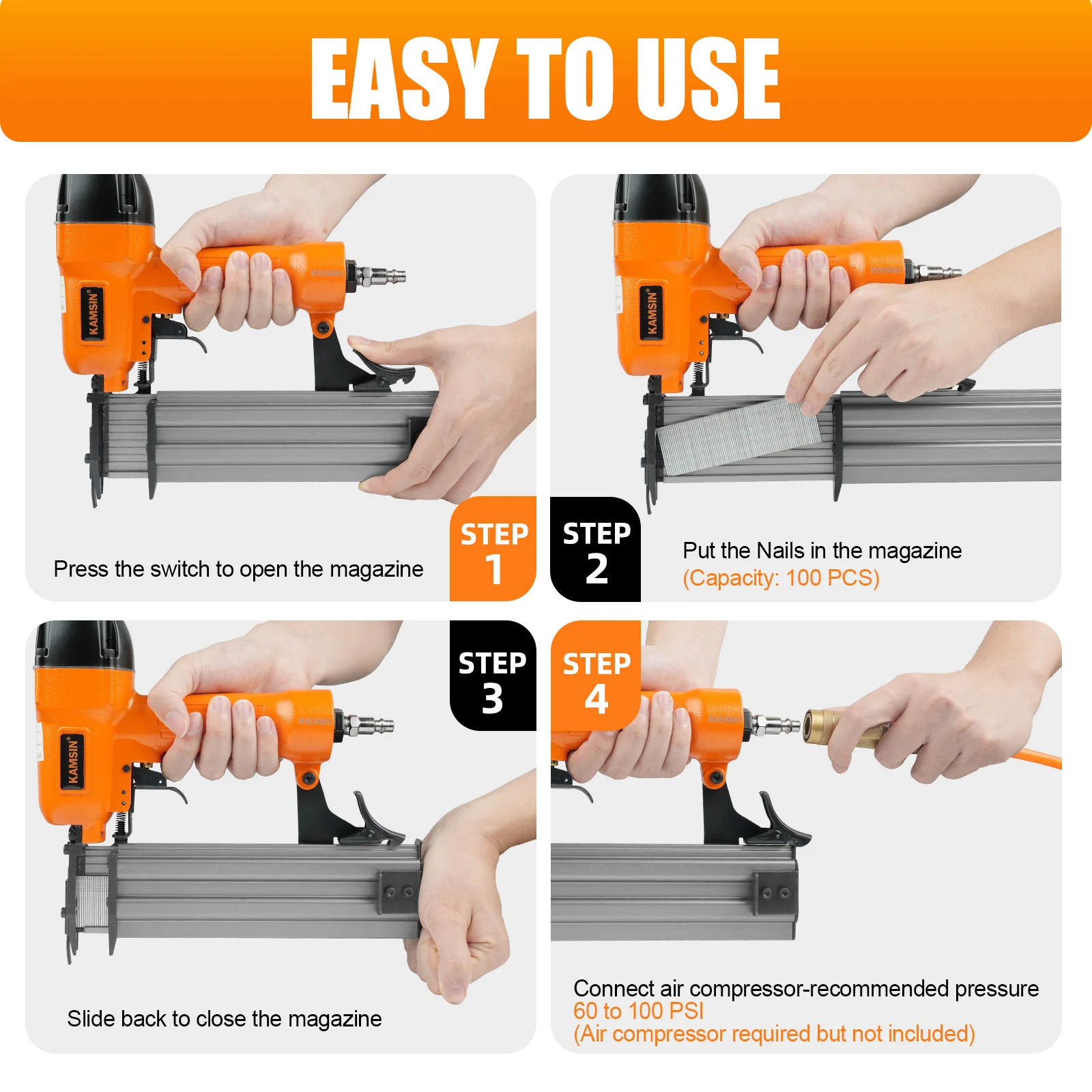 F50A Home DIY Brad Nailer | Compact, Lightweight & Safe with Lock | Fits 3/4