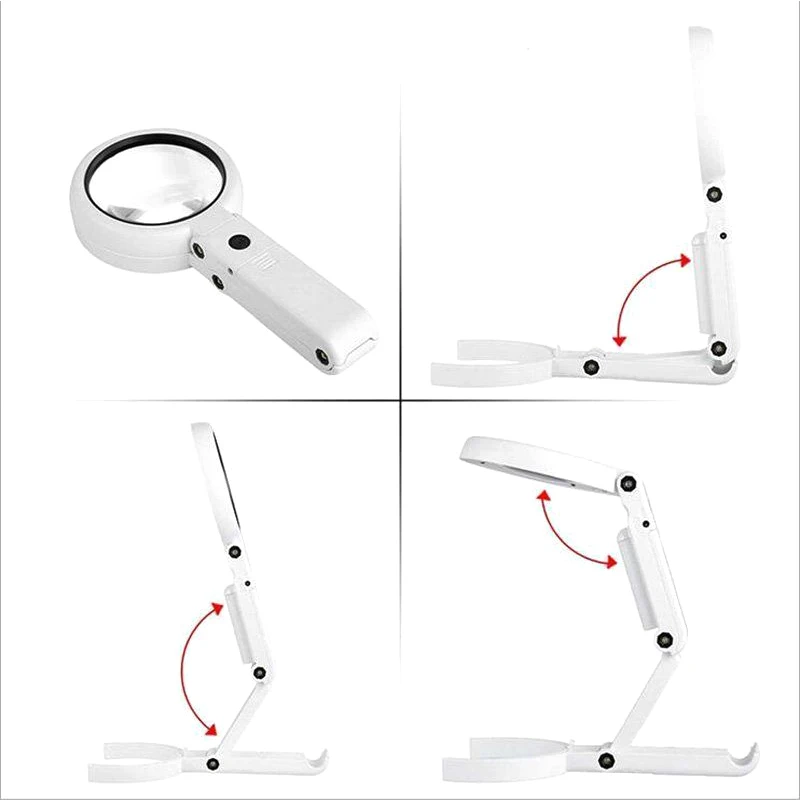 5/11x Magnifying Glass Dual Use Table Lamp With 8led Light Foldable Stand Table Magnifier For Reading Books Authenticate Jewelry