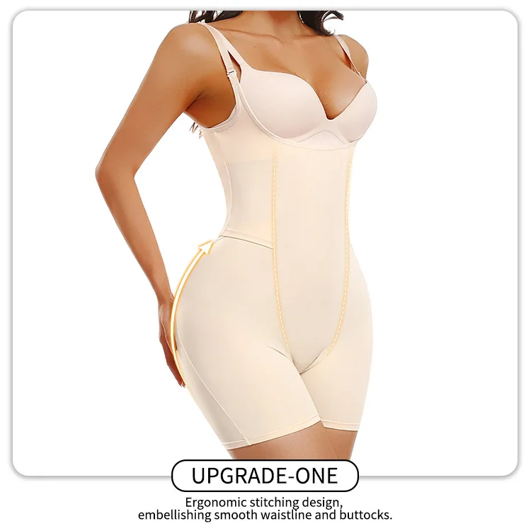 Women's Shapewear Bodysuit,U-Shaped Chest Support Waist Control Peach Butt Post Surgery Full Body Shapewear