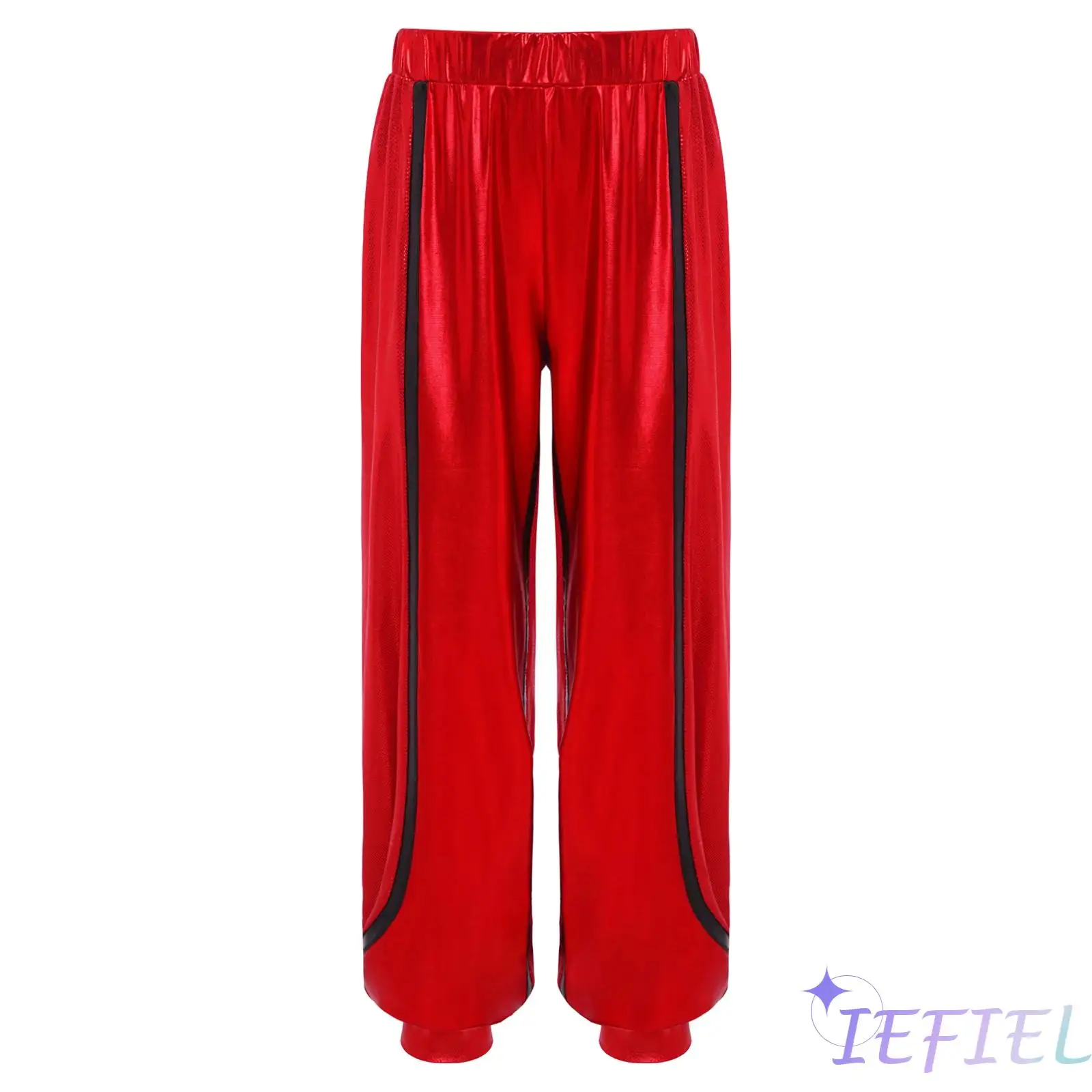 

Kids Girls Shiny Metallic Street Dance Pants with Elastic Waistband for Jazz Dance Performance Sports Workout Exercise