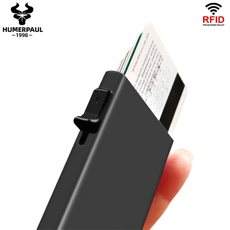

Slim Aluminum Rfid Credit Card Holder for Men and Women Automatic Pop Up Smart Bank Card Case Business Portable Wallets