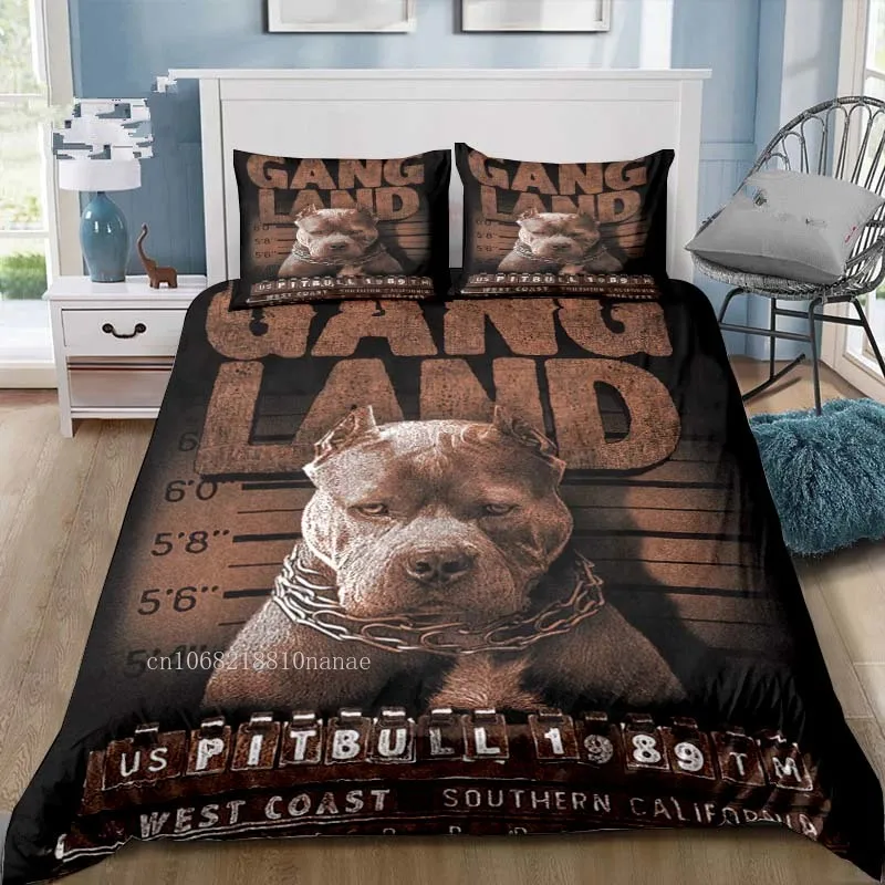 Imagem -05 - Pitbull Impressão 3d Bedding Grupo 3-piece Consolador Grupo Bed Duvet Cover Dog Animal Cover Duplo Rei para Toda a Temporada Twin