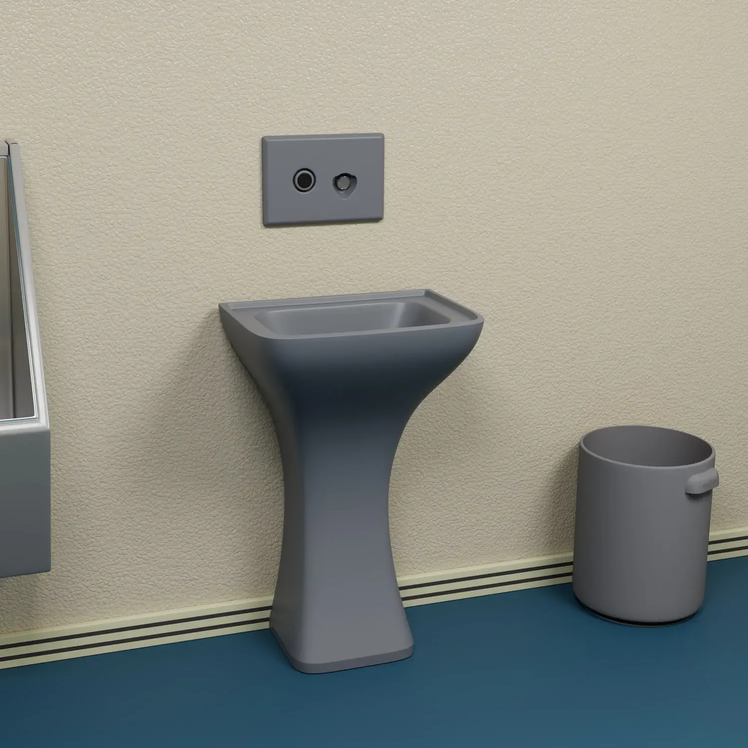Prison talk room soft bag silicone sink anti-collision lien room floor-to-ceiling washing basin integrated column basin