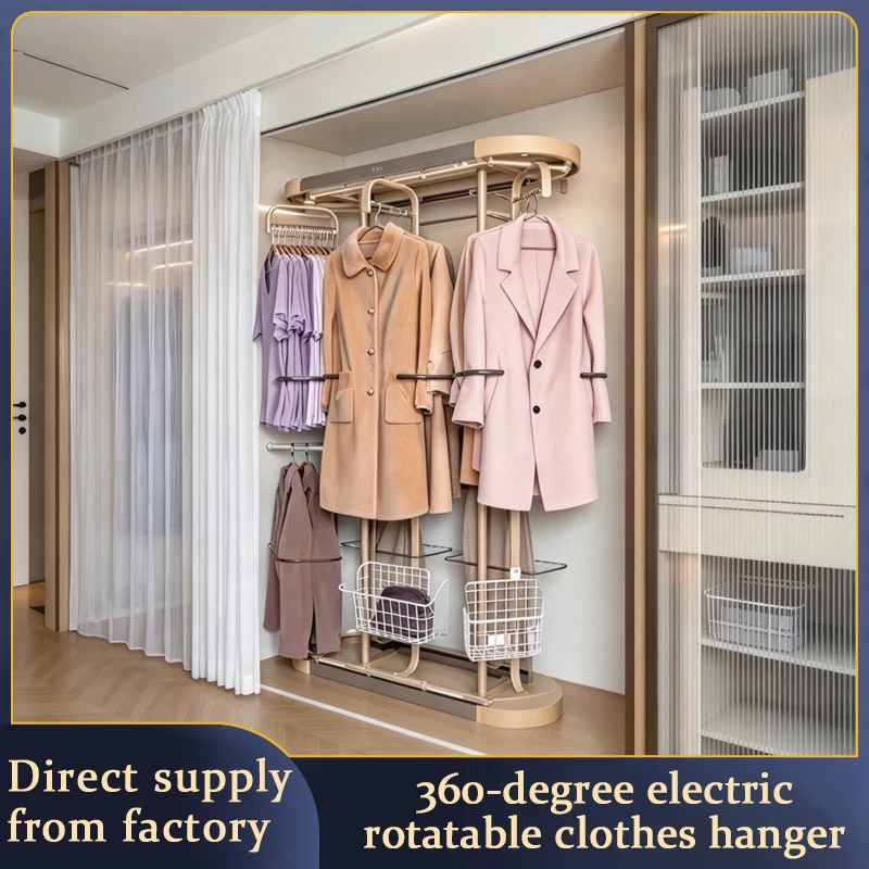Premium Heavy Duty Versatile 360 Degree Rotating Corner Clothes Rack Metal Floor Standing Wardrobe Storage Space Saver System