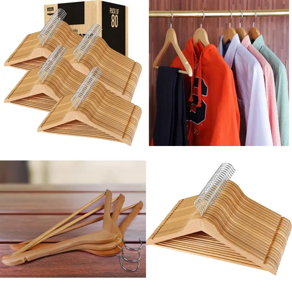 

Premium Wooden Hangers 80 Pack - Durable Slim Suit Hangers with 360-Degree Rotatable Hook for Wooden Coat Hanging
