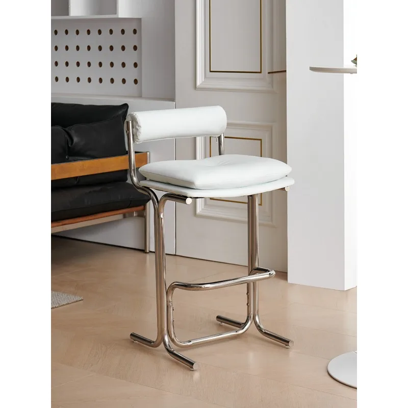 

Bauhaus Style Counter Height Metal Stools with Backrest Designer Retro Kitchen Island Chairs for Home Pub Cafe Furniture