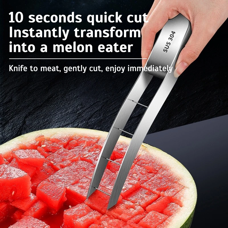 

Watermelon Cutter Slicer Stainless Steel Watermelon Cube Cutter Safe Watermelon Fruit Knives Melon Cutter for Kitchen Gadget